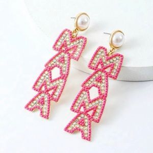 NEW rhinestone “MAMA” earrings -pink & red! Statement! MOTHERS DAY IS MA…